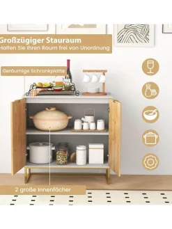 Sideboard mit 2 Türen 80 x 40 x 80 cm in Weiß