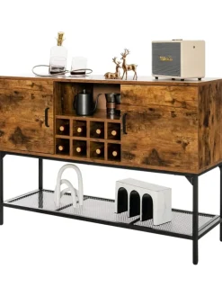 Sideboard mit Weinregal 120cm in Braun