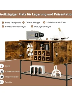 Sideboard mit Weinregal 120cm in Braun