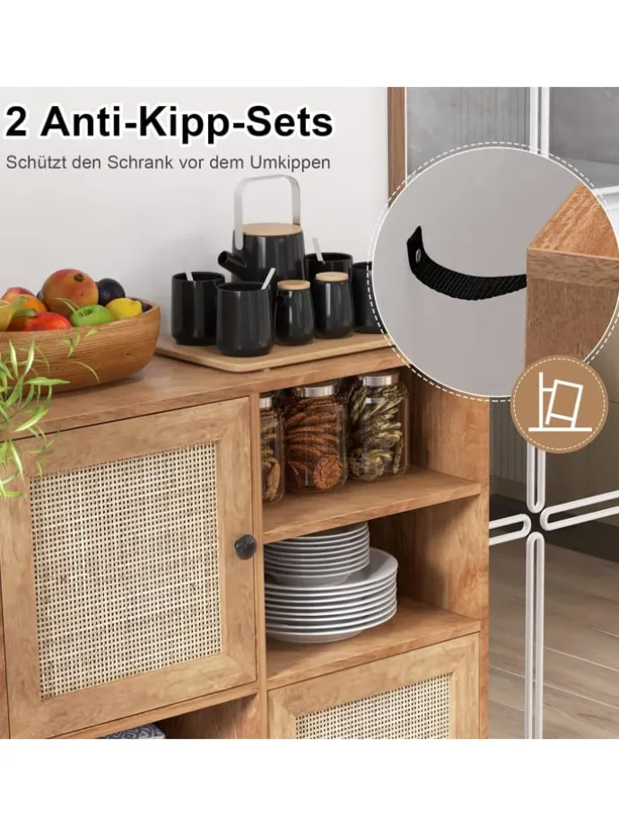 Sideboard Rattan 97cm in Hellbraun