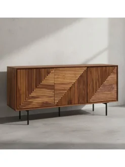 Sideboard 148x72x40 cm Massivholz / Metall Anrichte, Kommode