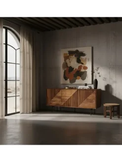 Sideboard 148x72x40 cm Massivholz / Metall Anrichte, Kommode