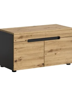 Sitzbank (B/H/T: 80x45x37 cm) in Basalt grau und Artisan Nachbildung