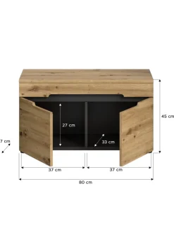 Sitzbank (B/H/T: 80x45x37 cm) in Basalt grau und Artisan Nachbildung