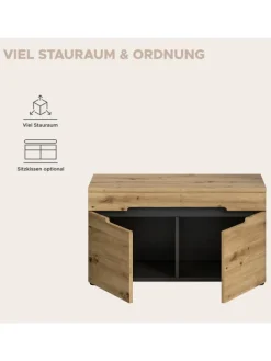 Sitzbank (B/H/T: 80x45x37 cm) in Basalt grau und Artisan Nachbildung