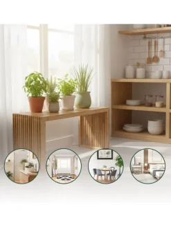 Sitzbank in Natur - (B)90 x (H)43 x (T)33 cm