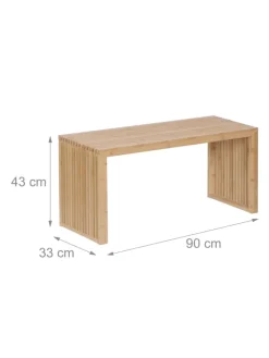 Sitzbank in Natur - (B)90 x (H)43 x (T)33 cm