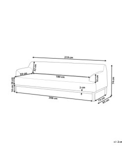 3-Sitzer Sofa SOSJO in Braun - (W) 219 x (H) 74 x (L) 83 cm
