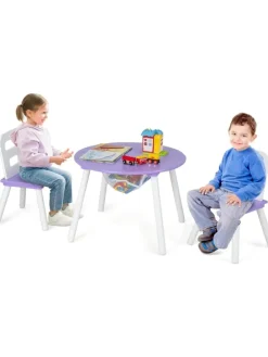 Sitzgruppe 3 tlg. Set ab 3 Jahren mit Kiefernholzbeinen in Lila