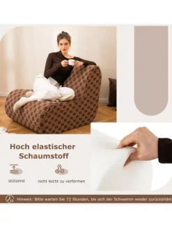 Sitzsack Sessel mit Hocker in Braun