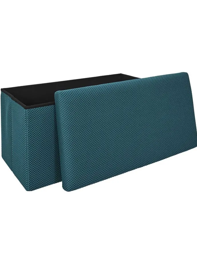 Sitztruhe "Atome" in Petrol - (B)77 x (H)38 x (T)38 cm