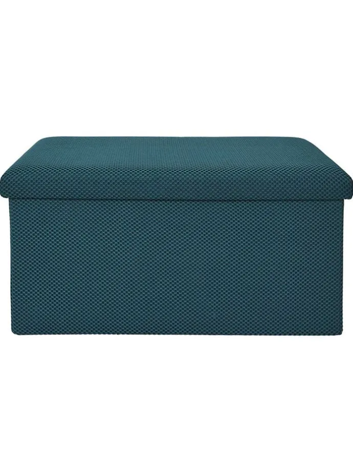 Sitztruhe "Atome" in Petrol - (B)77 x (H)38 x (T)38 cm