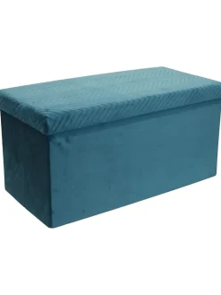 Sitztruhe in Petrol - (B)76 x (H)38 x (T)38 cm