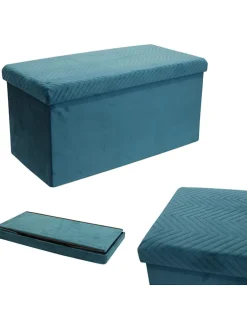 Sitztruhe in Petrol - (B)76 x (H)38 x (T)38 cm