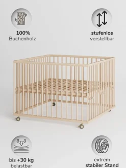 Sämann Laufgitter mit Lattenrost & Schlupfsprossen - natur - Premium Kollektion