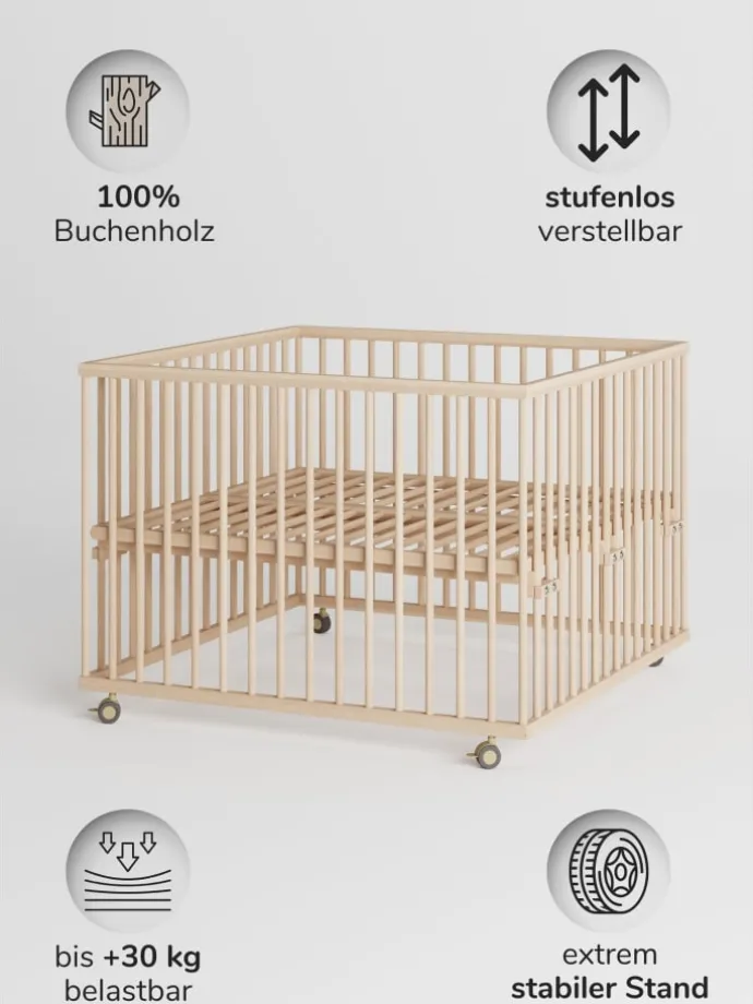 Sämann Laufgitter mit Lattenrost & Schlupfsprossen - natur - Premium Kollektion