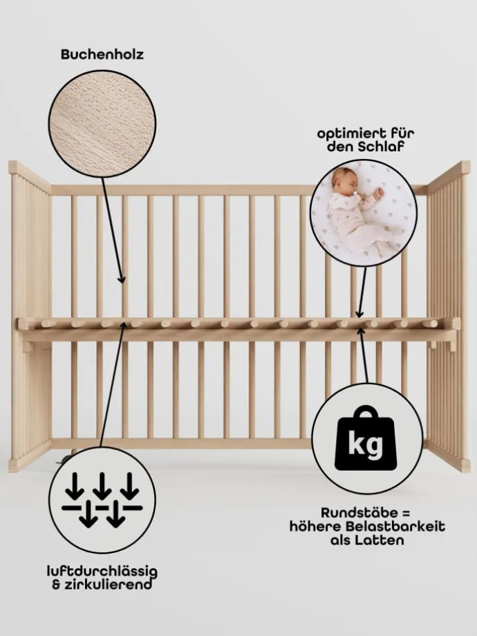 Sämann Laufgitter mit Lattenrost & Schlupfsprossen - natur - Premium Kollektion