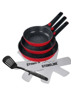 SMART Pfannen-Set 3-teilig, abnehmbarer Griff in Rubin rot