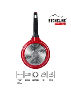 SMART Pfannen-Set 3-teilig, abnehmbarer Griff in Rubin rot