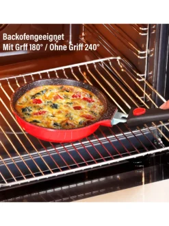 SMART Pfannen-Set 3-teilig, abnehmbarer Griff in Rubin rot