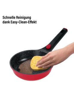 SMART Pfannen-Set 3-teilig, abnehmbarer Griff in Rubin rot