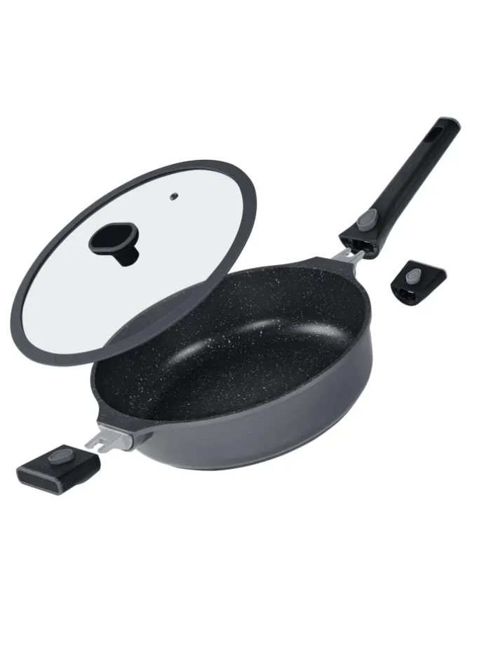 SMART Schmorpfanne 28 cm, abnehmbarer Griff | mit Deckel in Anthrazit