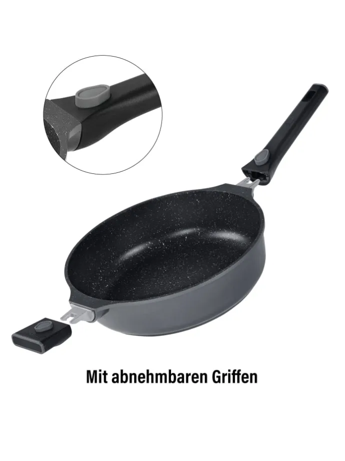 SMART Schmorpfanne 28 cm, abnehmbarer Griff | mit Deckel in Anthrazit