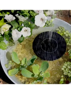 Solar Teichpumpe schwimmende Fontäne 4 Aufsätze D: 16cm in schwarz