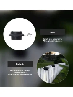 Solar-Klemmleuchte ,Fency' für Zäune, Dämmerungssensor, warmweiß, Ø 12