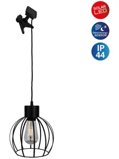 Solar-Pendelleuchte "Grid" in Schwarz - (H)130 x Ø 20 cm