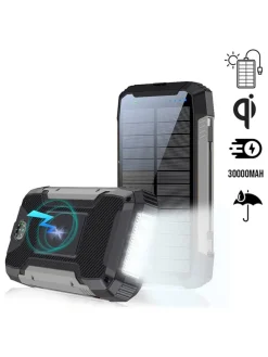Solar-Powerbank 30.000 mAh in Grau