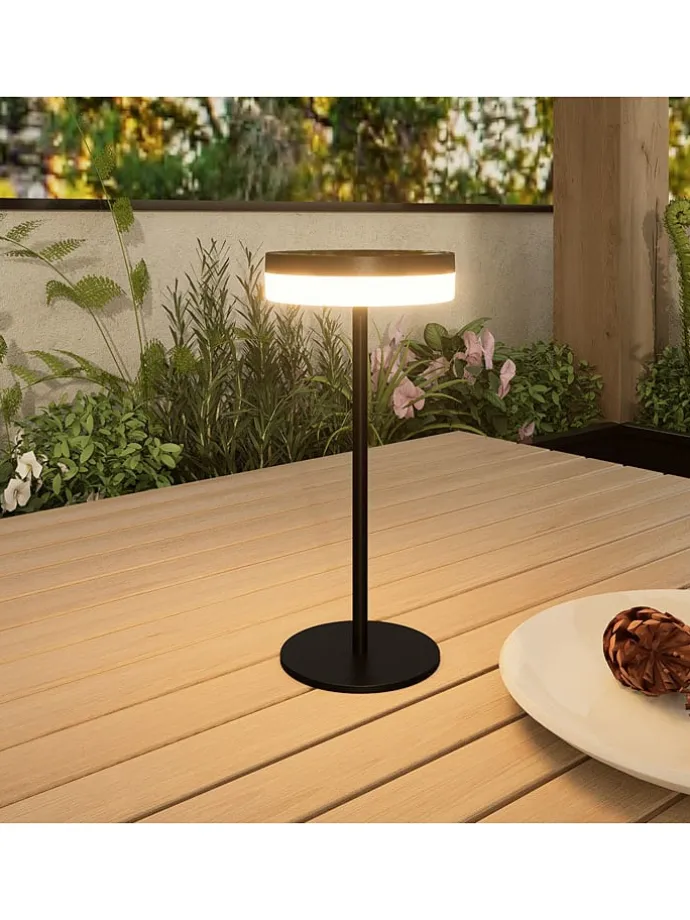 Solar-Tischleuchte "Vivia Mini" in Schwarz - (H)27,2 x Ø 15,5 cm