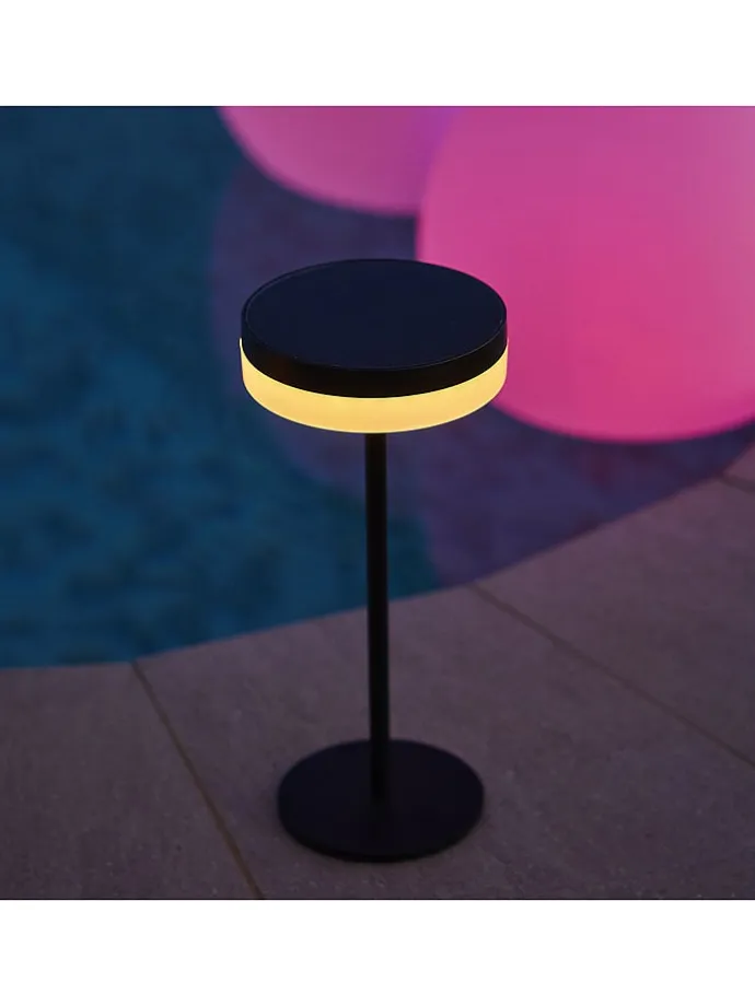 Solar-Tischleuchte "Vivia Mini" in Schwarz - (H)27,2 x Ø 15,5 cm