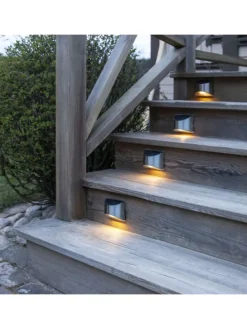 Solar-Wandleuchten ,Wally', 2er-Set, LED, Metall, silber, H 8cm, B 10c