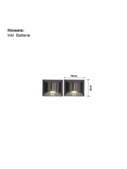 Solar-Wandleuchten ,Wally', 2er-Set, LED, Metall, silber, H 8cm, B 10c
