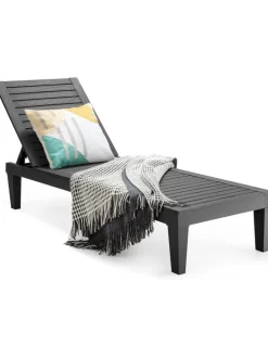 Sonnenliege 190 cm verstellbar in Schwarz