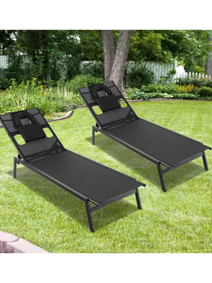 Sonnenliege in Schwarz