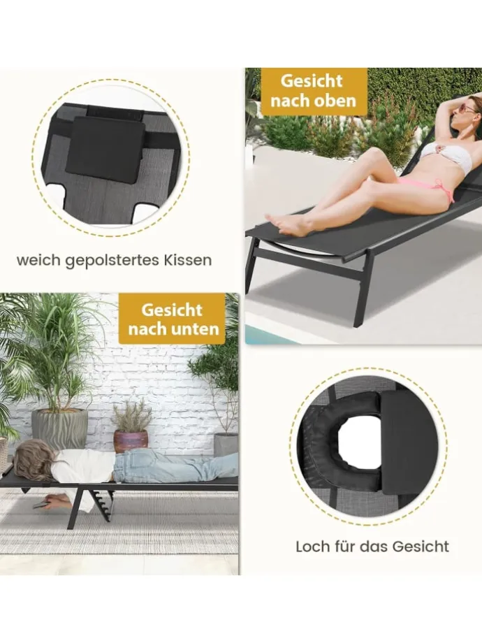 Sonnenliege in Schwarz