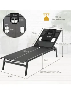 Sonnenliege in Schwarz