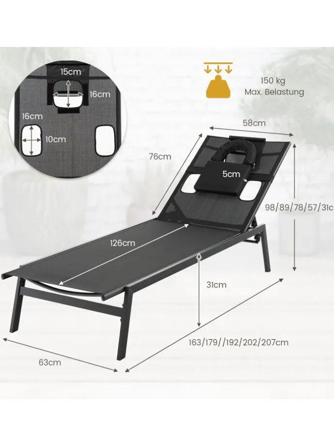 Sonnenliege in Schwarz
