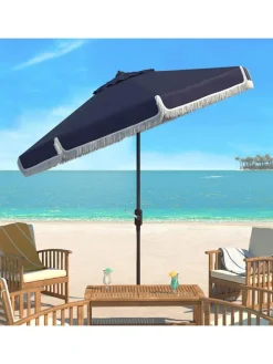 Sonnenschirm "Milan Fringe" in Dunkelblau - (H)251 x Ø 256 cm