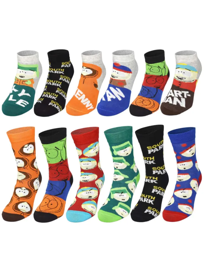 South Park Socken Adventskalender mit 12 Paar Socken kurz und lang in Mehrfarbig