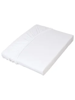 Spannbettlaken aus recycelten Plastikflaschen in Creme-Weiß