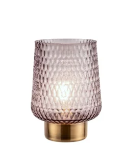 Sparkling Glamour mobile Tischleuchte Timer Batterie Grau