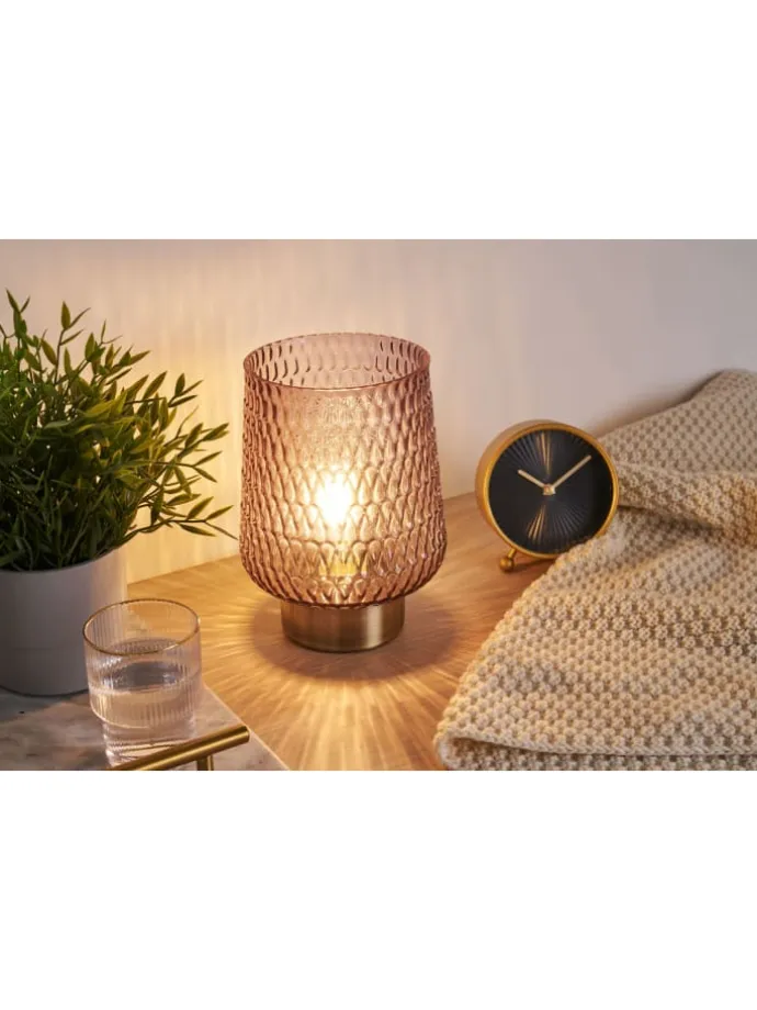 Sparkling Glamour mobile Tischleuchte Timer Batterie Grau