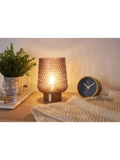 Sparkling Glamour mobile Tischleuchte Timer Batterie Grau