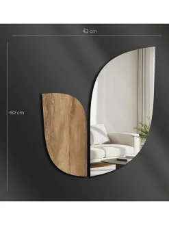 Spiegel in Silber/ Hellbraun - (B)43 x (H)50 cm