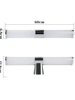 Spiegelleuchte LED in Chrom 15W 4000K Neutralweiß IP44 L 60CM