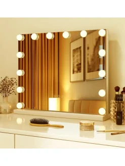 Spiegel mit Beleuchtung 50x12x43cm in Weiß