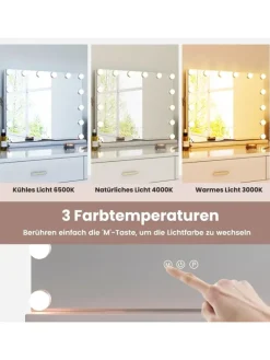 Spiegel mit Beleuchtung 50x12x43cm in Weiß